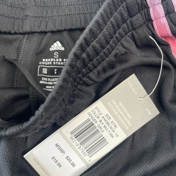 adidas Girls' 3S Pacer Mesh Shorts-Light Blue and Black - Picture 8 of 10